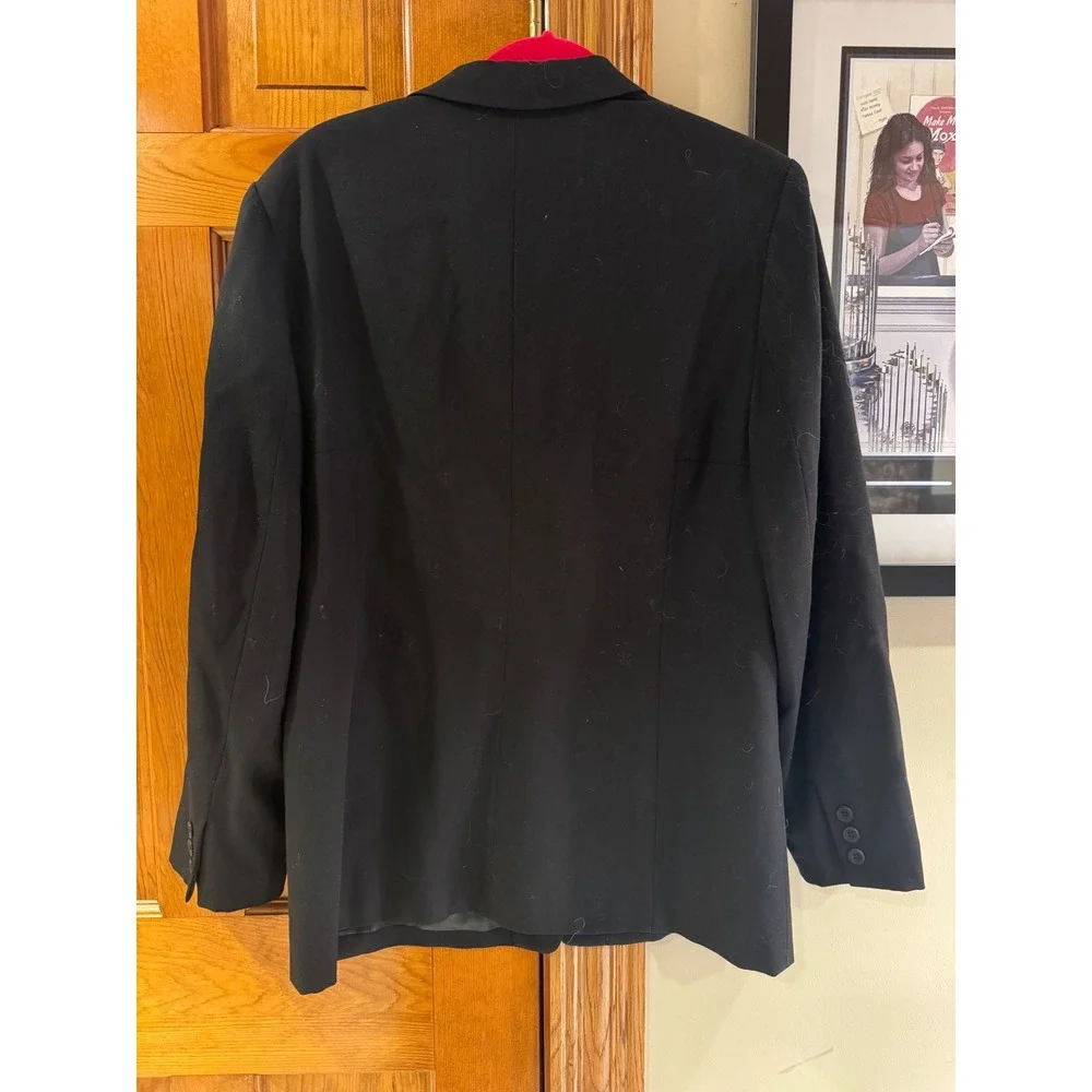 Talbots Womens‎ Black 100% Italian Wool 3-Button Blazer Jacket Size 14